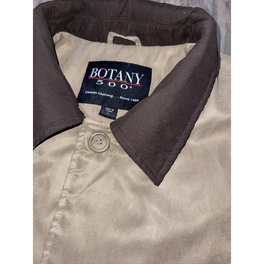 Botany 500 Men's Large Tan Casual Coat Jacket Button Up Quilted Lining Soft